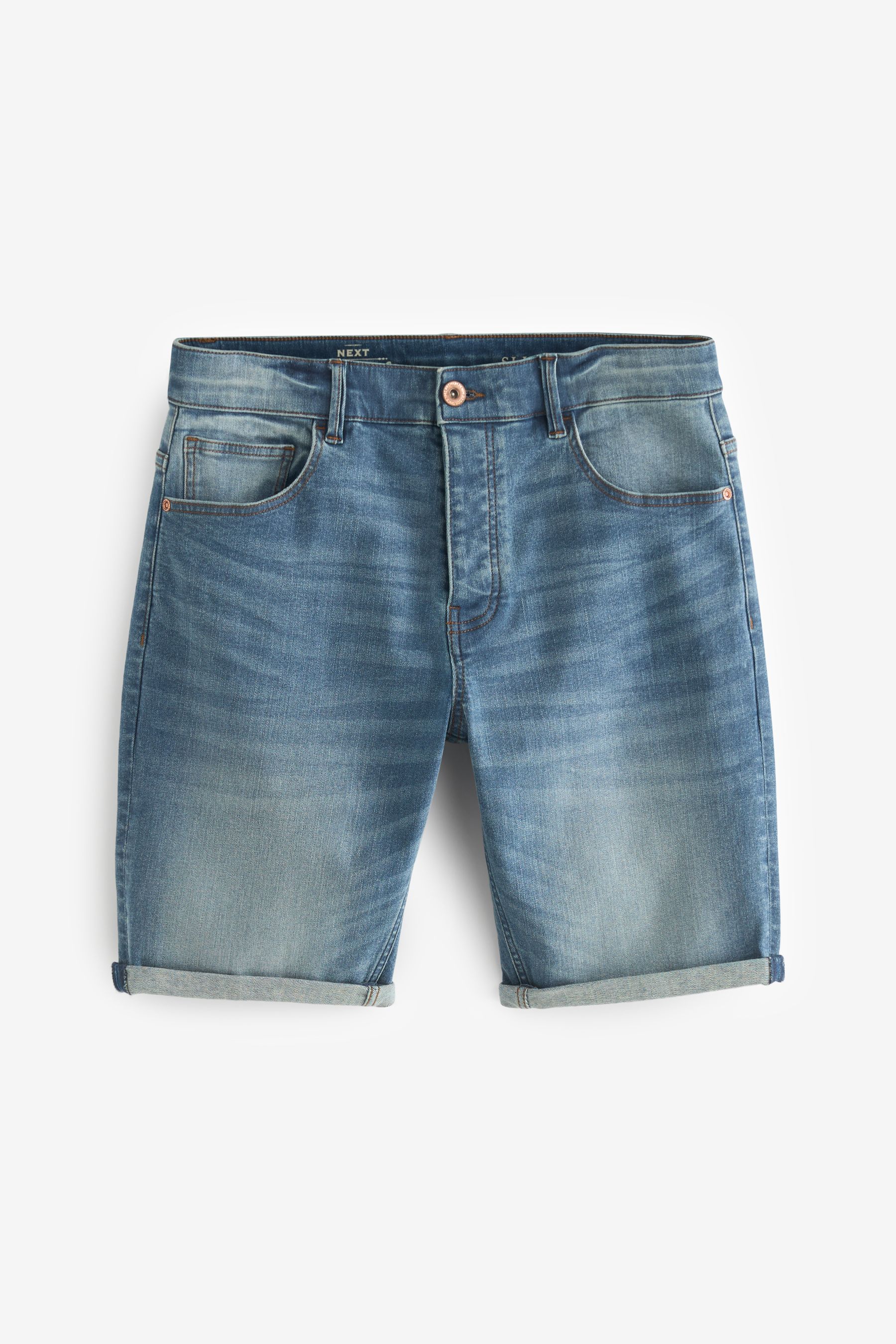 Buy Blue Slim Fit Stretch Denim Shorts from Next Ukraine