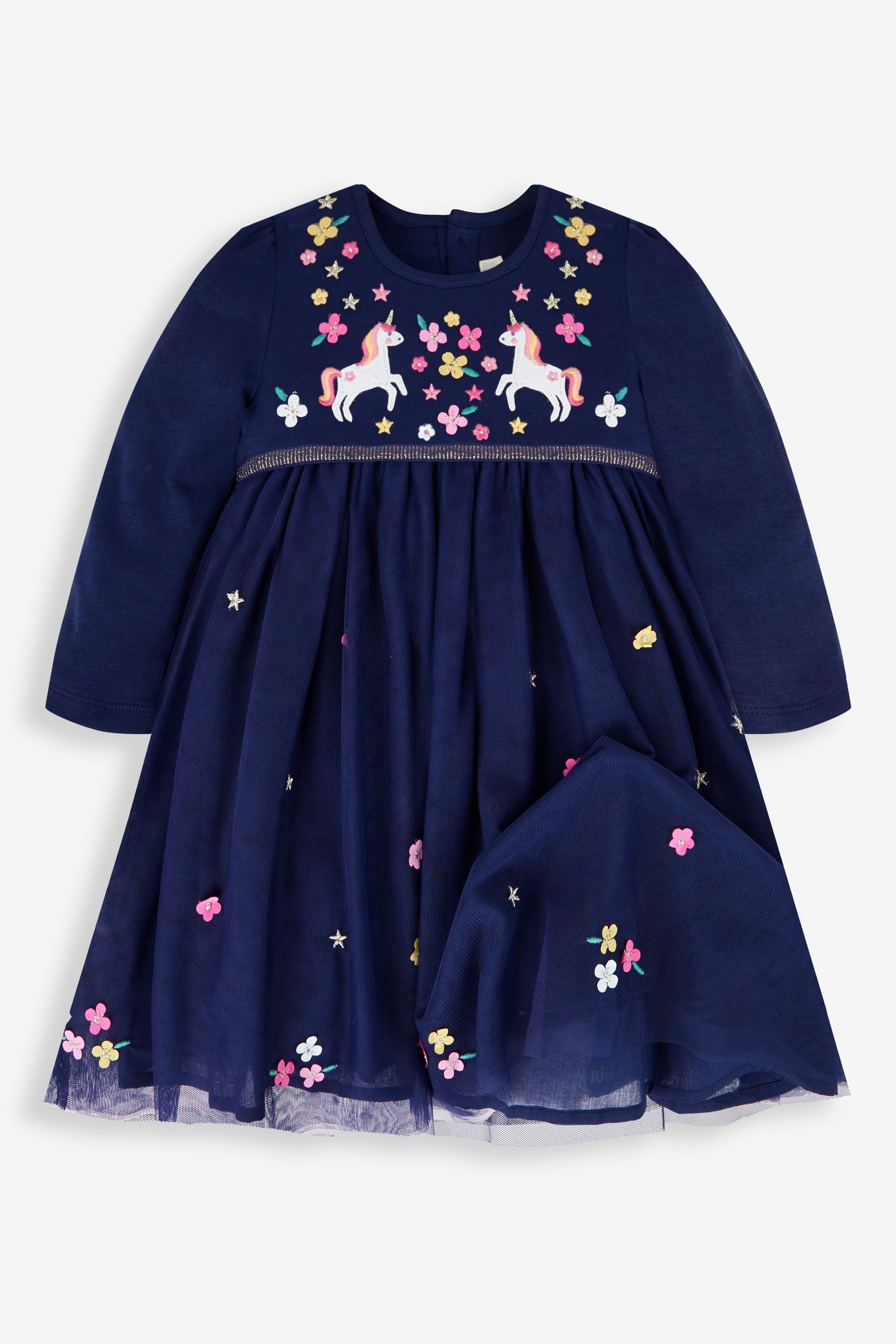 Buy JoJo Maman Bebe Navy Unicorn Embroidered Party Dress from the Next UK online shop