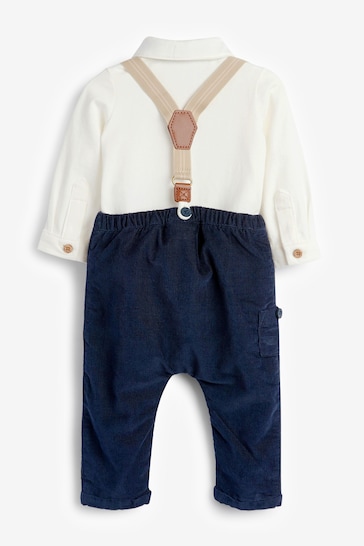 Navy/White 4 Piece Shirt Body, Trousers and Braces Set (0mths-2yrs)