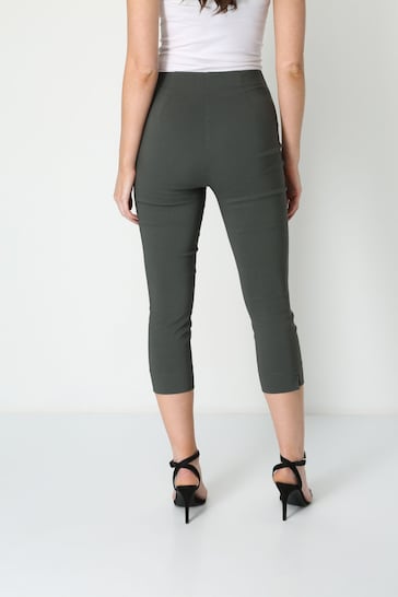 Roman Green Ground Cropped Stretch Trousers