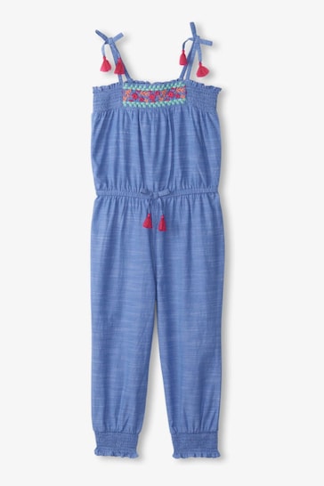 Hatley Blue Chambray Smocked Jumpsuit