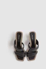 Reiss Black Ruby Leather Strap Heeled Mules - Image 3 of 5