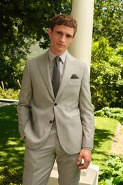Light Grey Slim Fit Signature Marzotto Wool Textured Suit: Jacket - Image 1 of 8