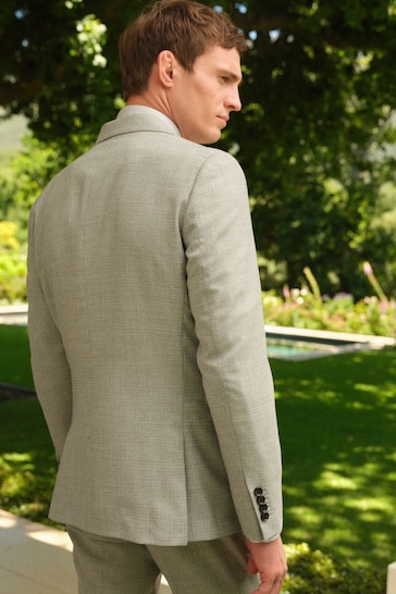 Light Grey Slim Fit Signature Marzotto Wool Textured Suit: Jacket