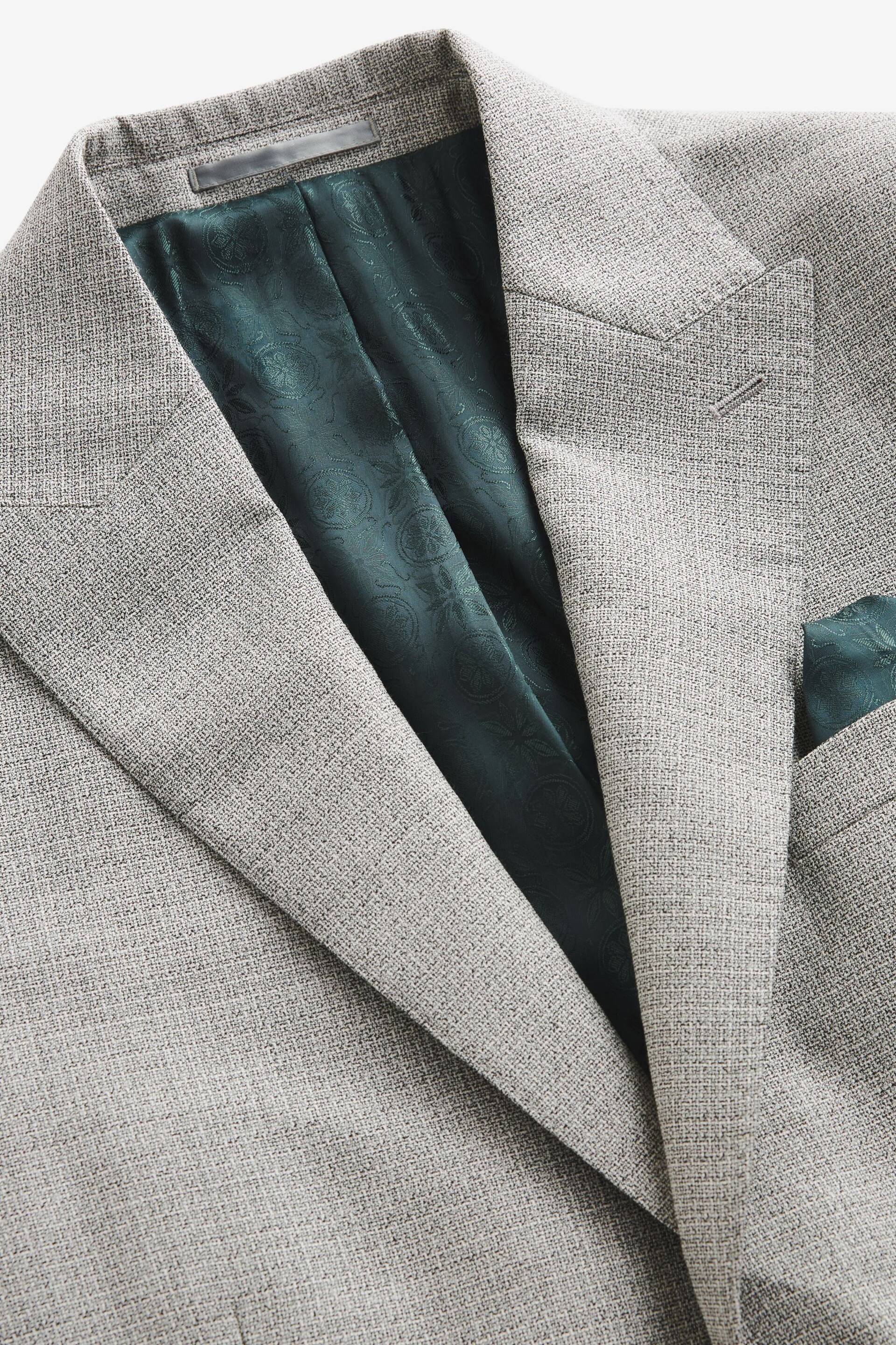 Light Grey Slim Fit Signature Marzotto Wool Textured Suit: Jacket - Image 6 of 8