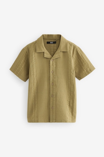 Green Short Sleeves Textured Shirt (3-16yrs)