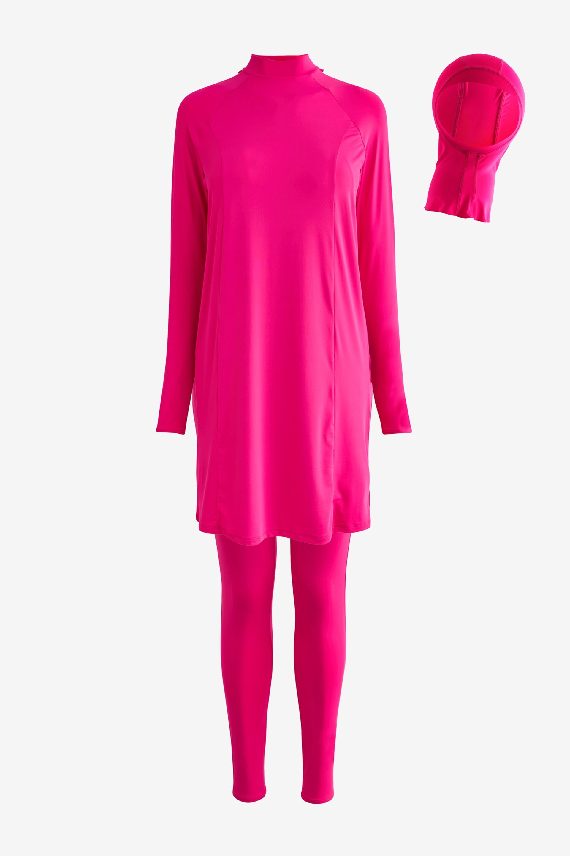 Pink Long Sleeve Modesty Burkini Shaping Swimsuit - Image 3 of 6