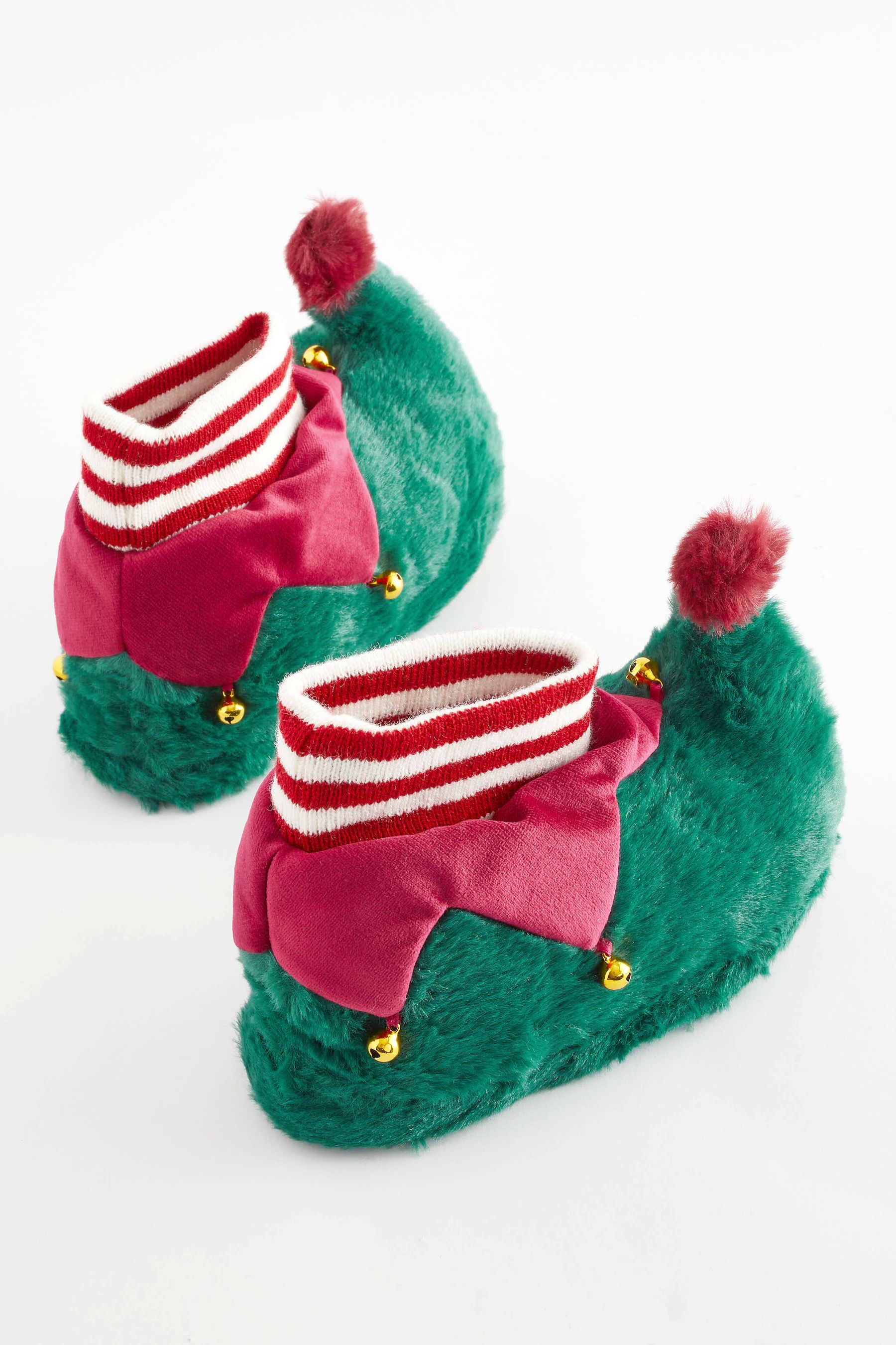 Buy Red Green Christmas Elf Warm Lined Slipper Boots from Next Luxembourg