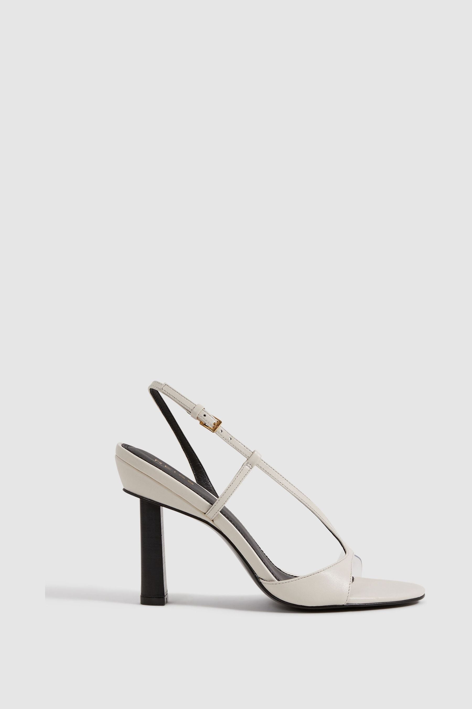 Buy Reiss White Joy Leather Clear Strap Block Heels from Next Australia