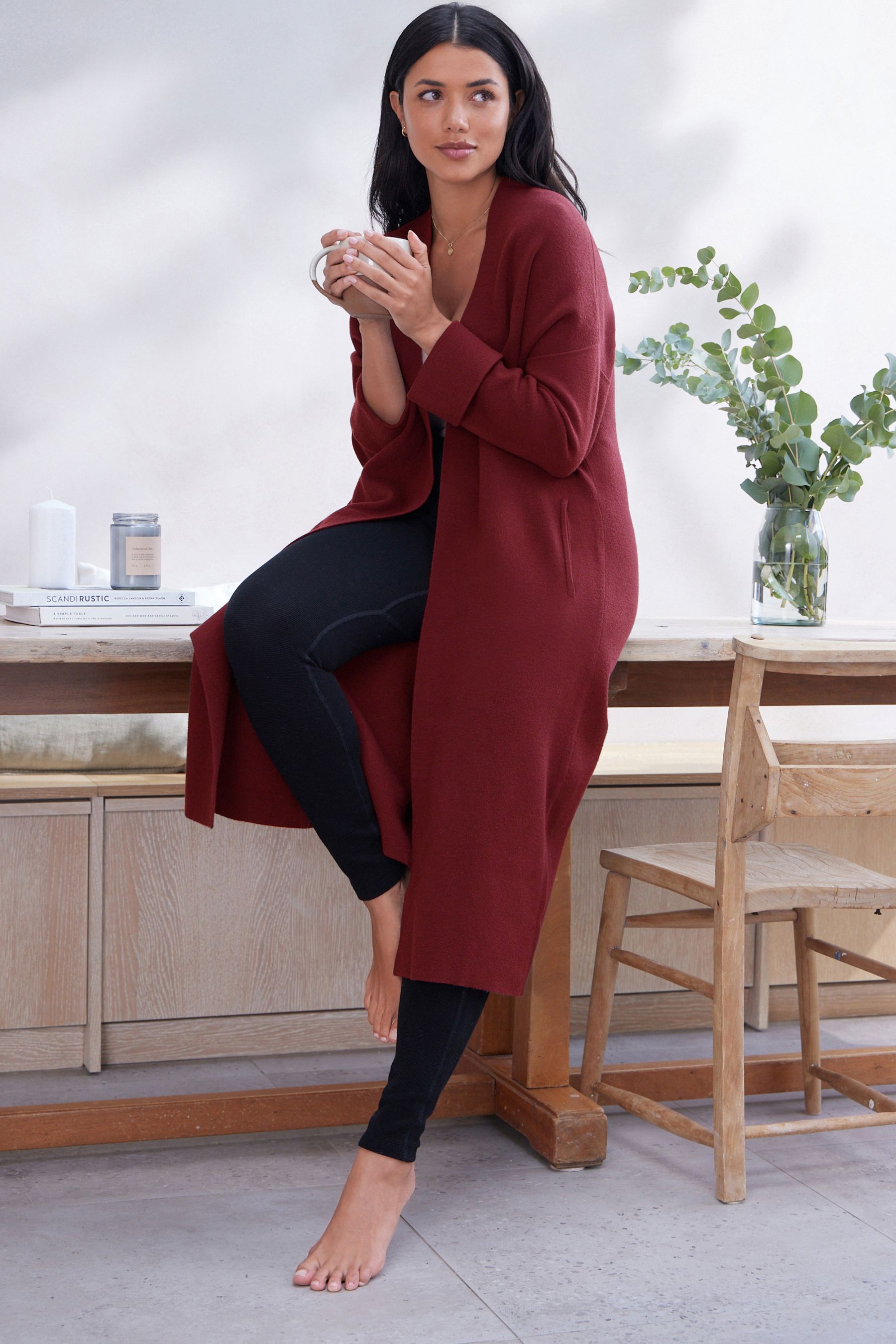 Buy Rouge baie Cardigan long en maille from Next Luxembourg