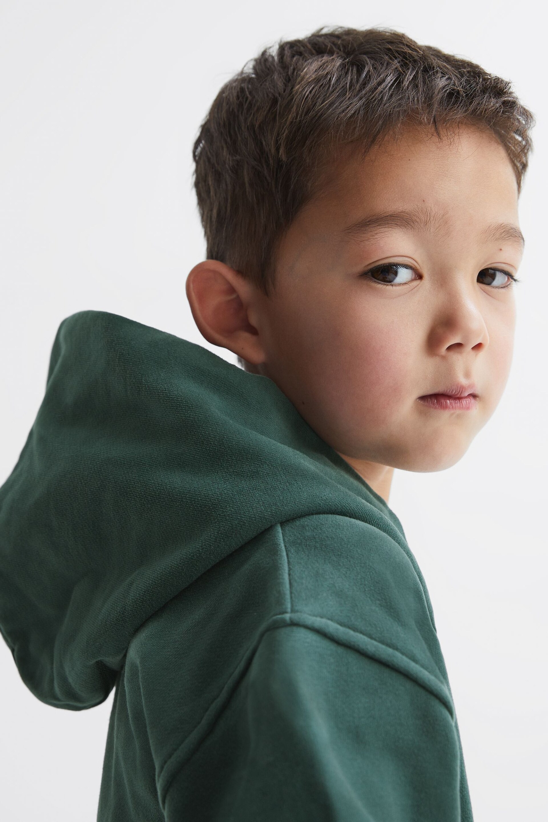 Reiss Midnight Green Alexander Junior Oversized Cotton Jersey Hoodie - Image 4 of 7