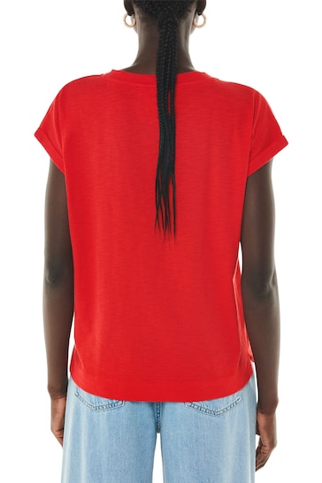 Whistles Red Willa V-Neck Cap Sleeve T-Shirt