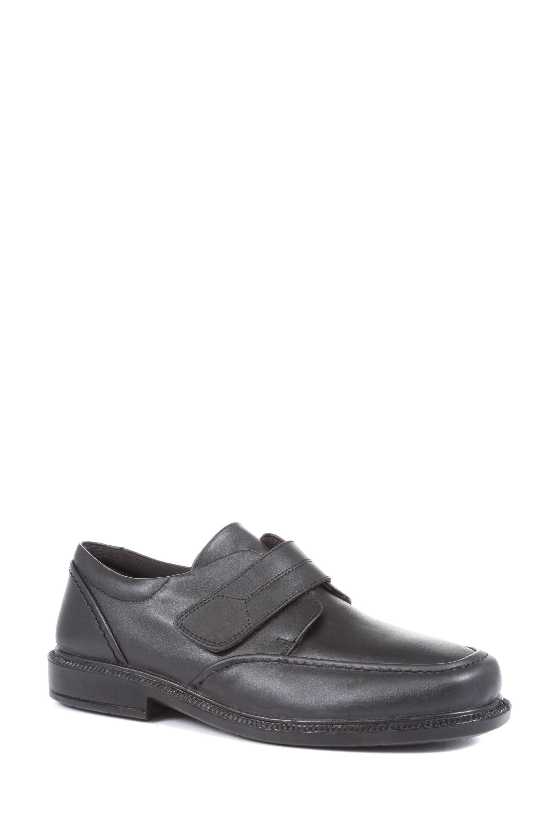 Buy Pavers Adjustable Wide Fit Black Leather Shoes from Next Luxembourg