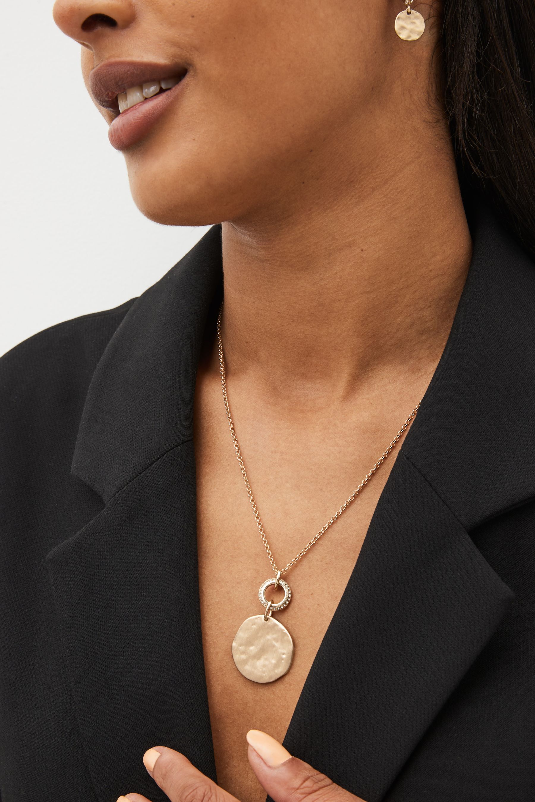 Buy Gold Tone Hammered Coin Necklace from Next New Zealand