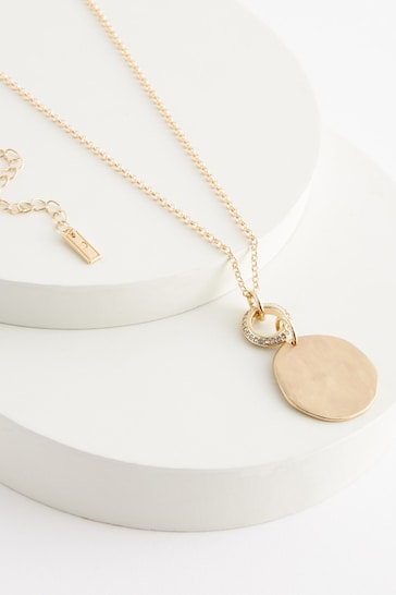 Gold Tone Hammered Coin Necklace