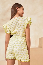 Lipsy Green/White Broderie Playsuit (5-16yrs) - Image 3 of 4