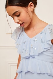 Lipsy Blue Ruffle Embellished Maxi Occasion Dress (7-16yrs) - Image 2 of 4