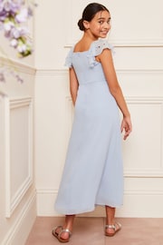Lipsy Blue Ruffle Embellished Maxi Occasion Dress (7-16yrs) - Image 4 of 4