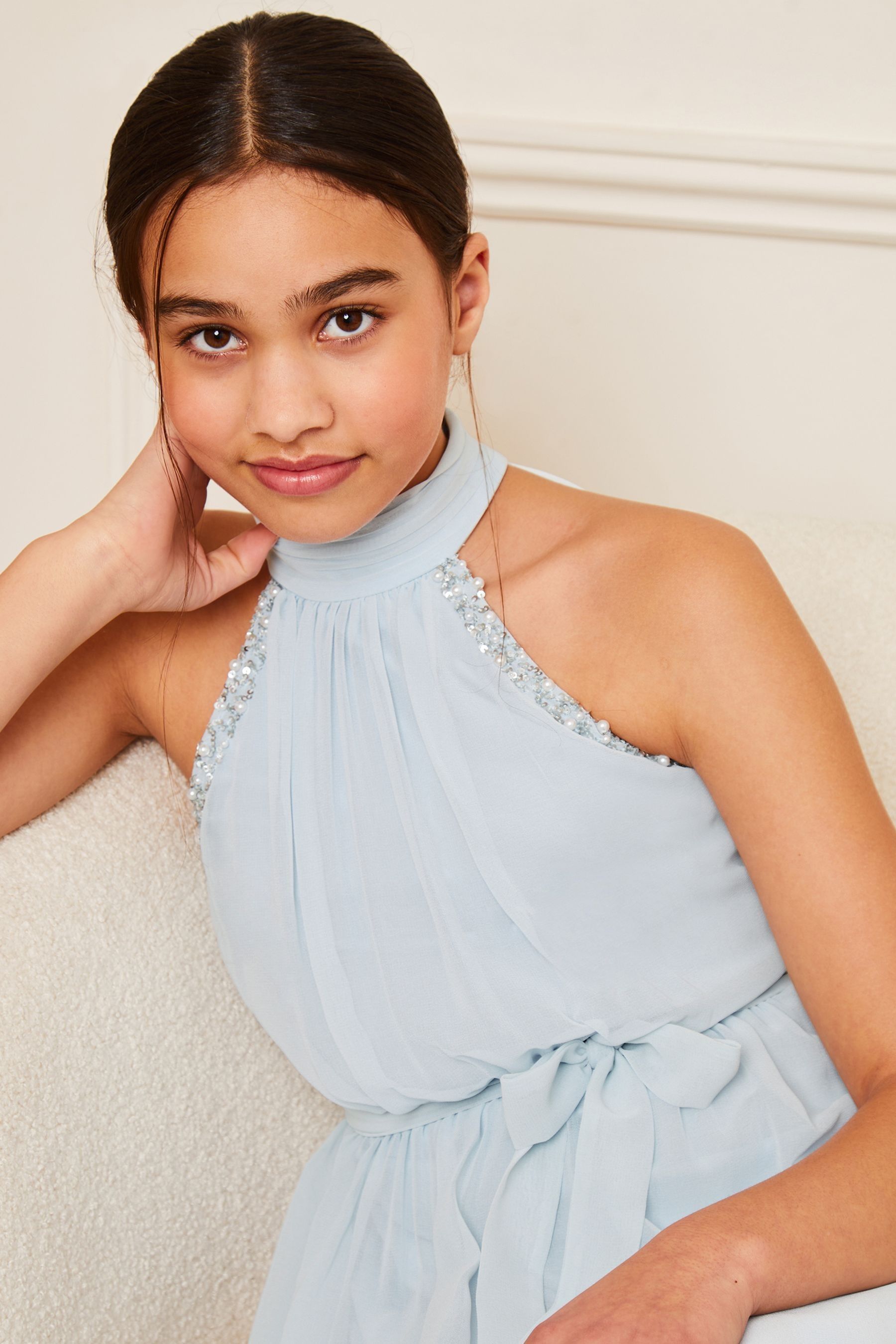 Lipsy blue halter neck dress clearance