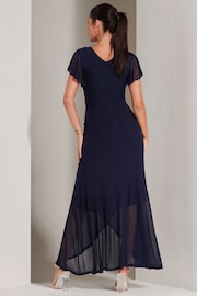 Jolie Moi Blue Racquell Plain Frill Mesh Maxi Dress - Image 2 of 6