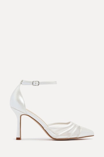 Linzi Natural Rosalind Mesh Court Heels With Ankle Strap
