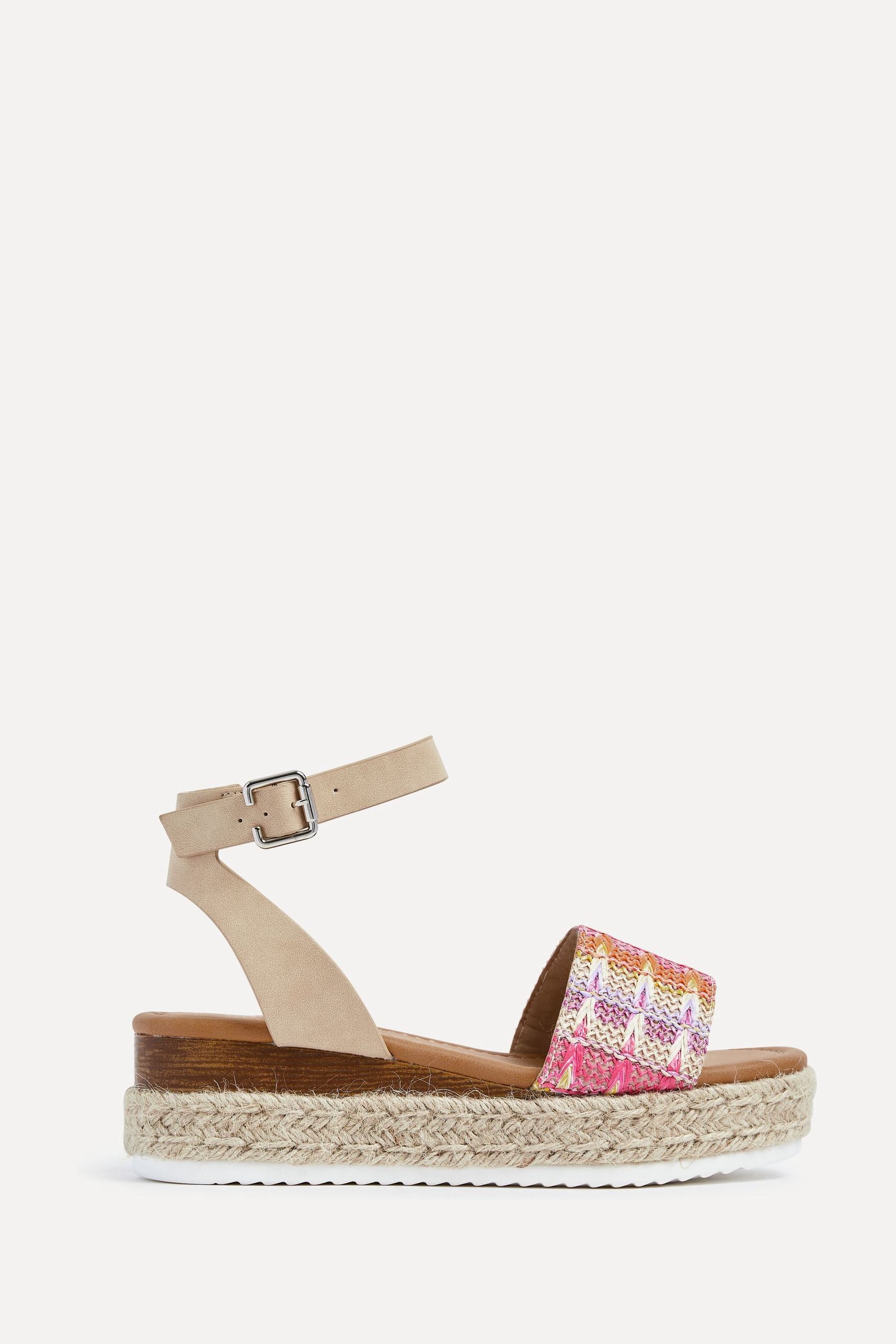 Linzi Natural Wide Fit Sahara Multicoloured Raffia Espadrille Inspired Sandals