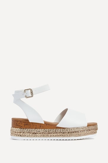 Linzi White Wide Fit Marisol Espadrille Flatform Shoes With Plaited Sandals
