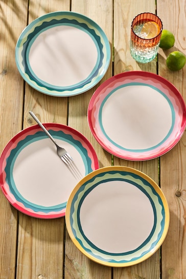 Multi Bright Picnic Dinnerware Set of 4 Dinner Plates