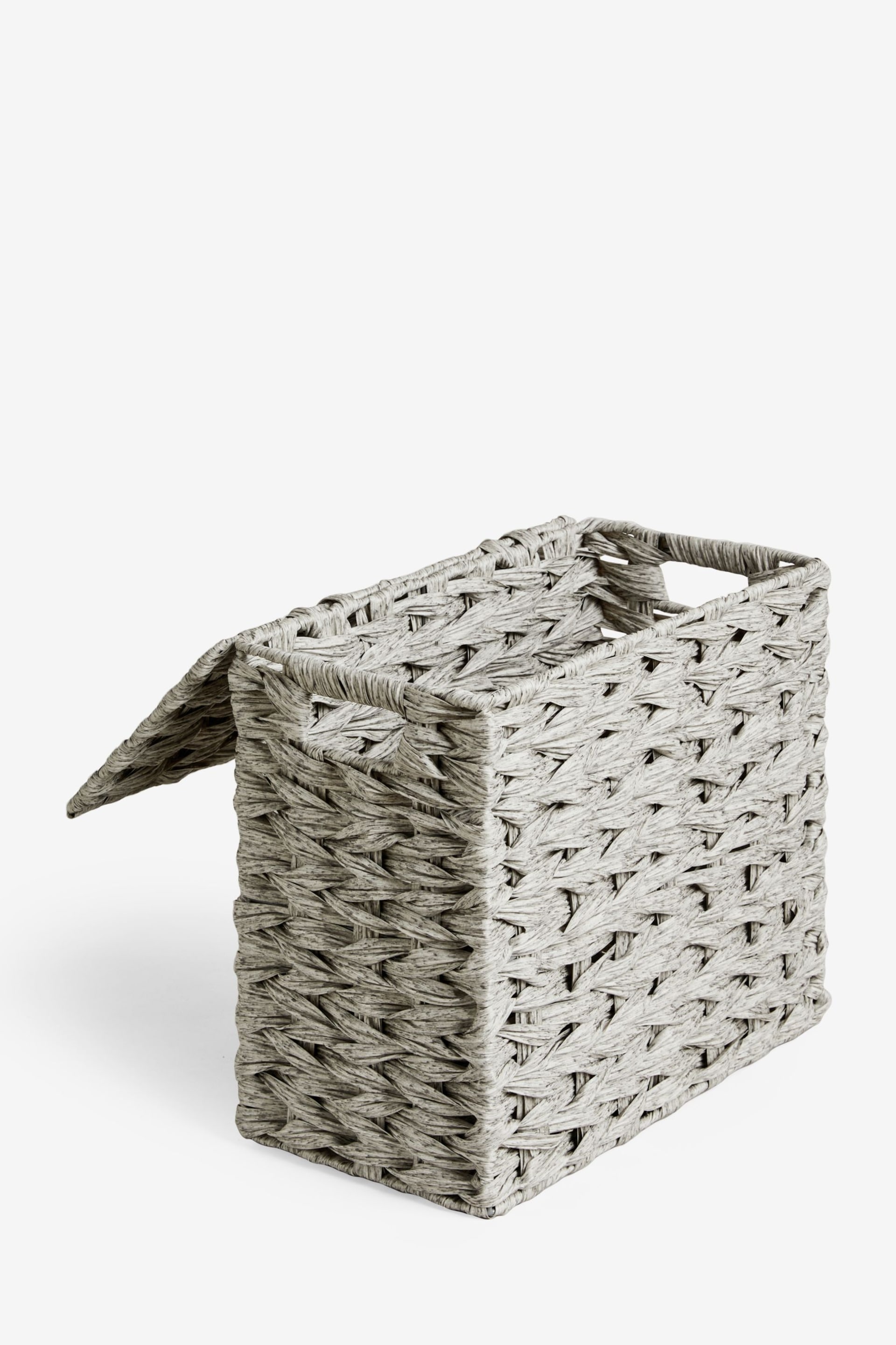 Grey Plastic Wicker Storage Basket - Image 10 of 10