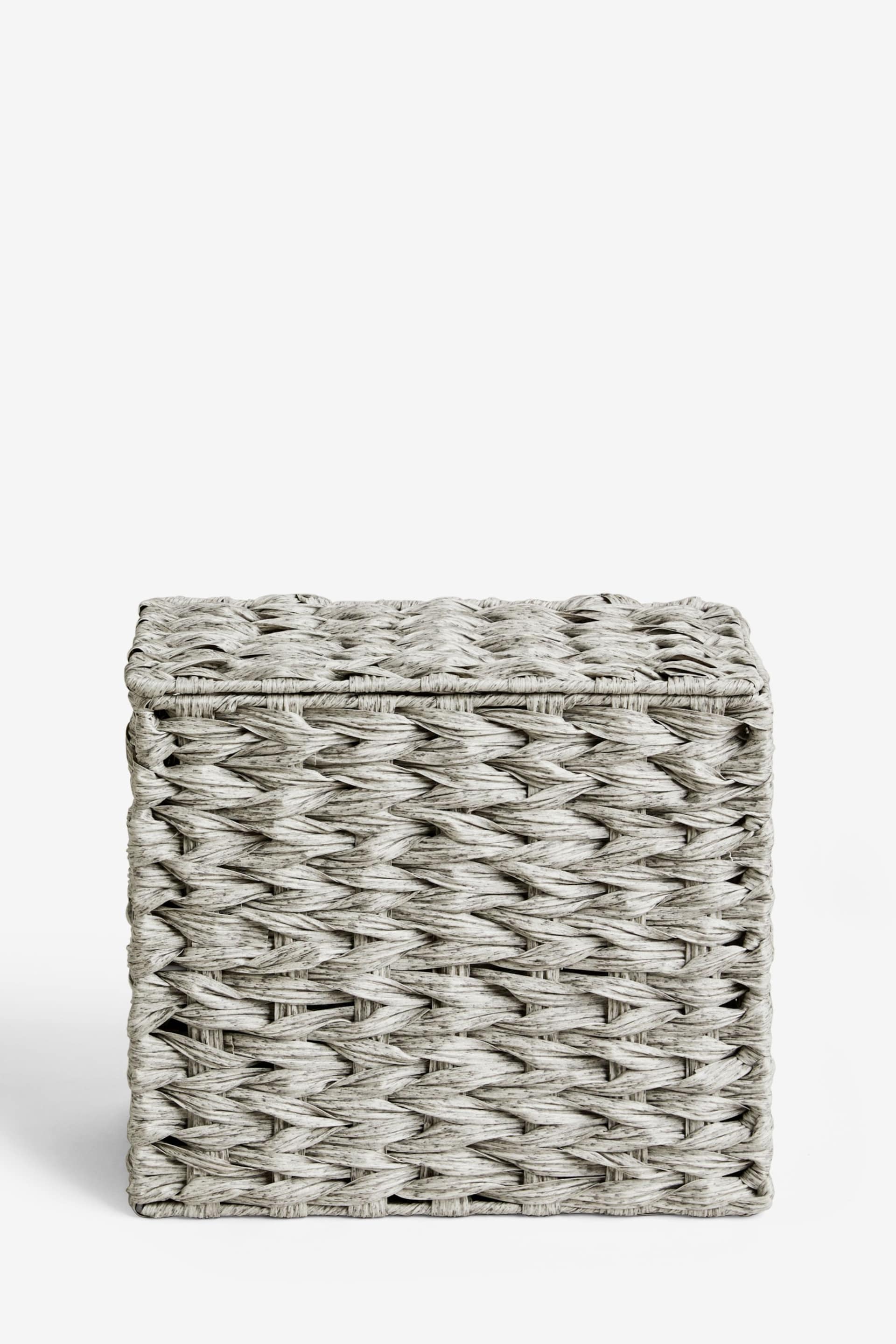 Grey Plastic Wicker Storage Basket - Image 9 of 10