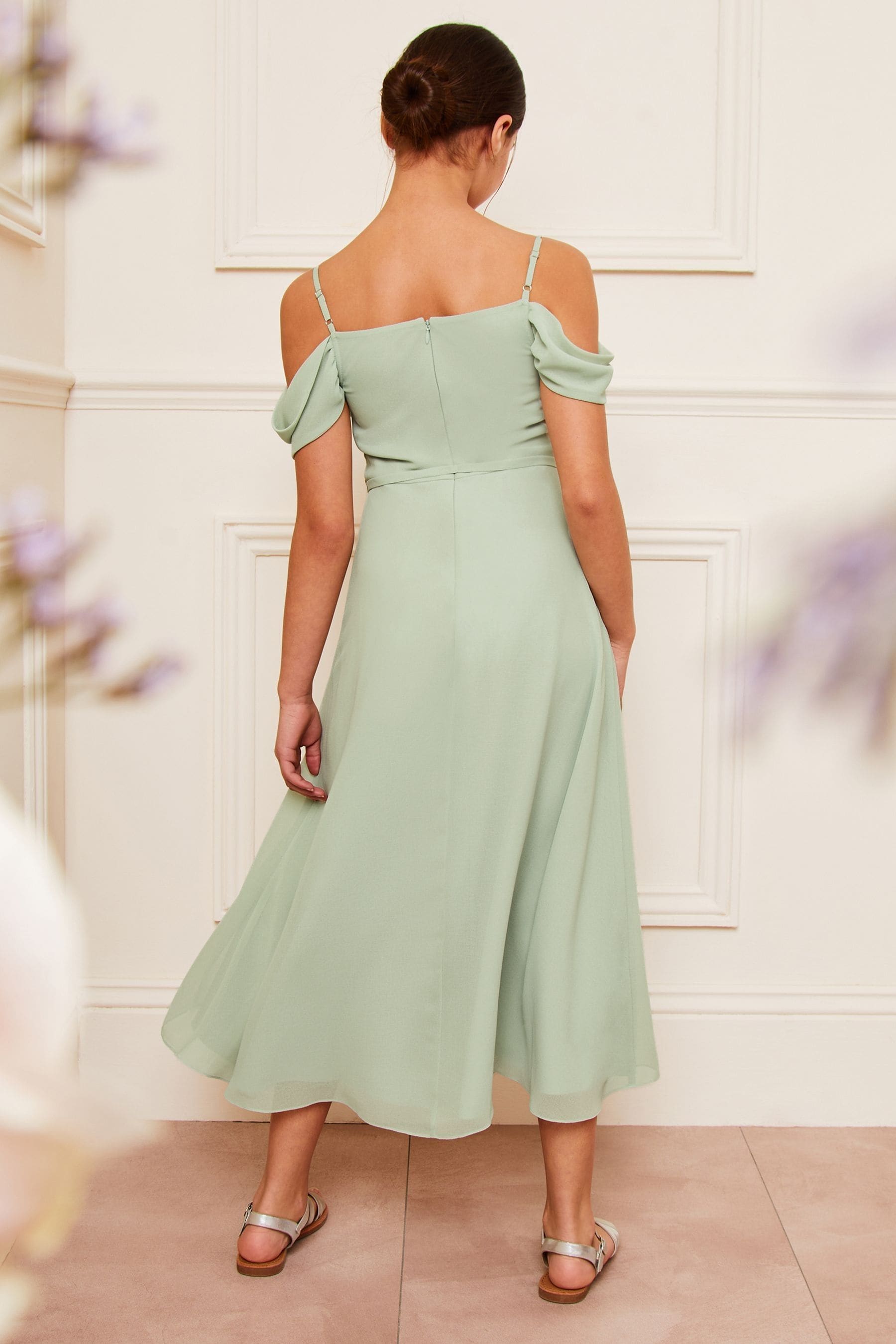 Buy Lipsy Green Cold Shoulder Maxi Occasion Dress 10 16yrs from the Next UK online shop