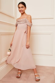 Lipsy Light Pink Cold Shoulder Maxi Occasion Dress (10-16yrs) - Image 1 of 4