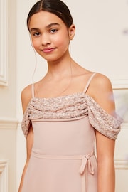 Lipsy Light Pink Cold Shoulder Maxi Occasion Dress (10-16yrs) - Image 2 of 4