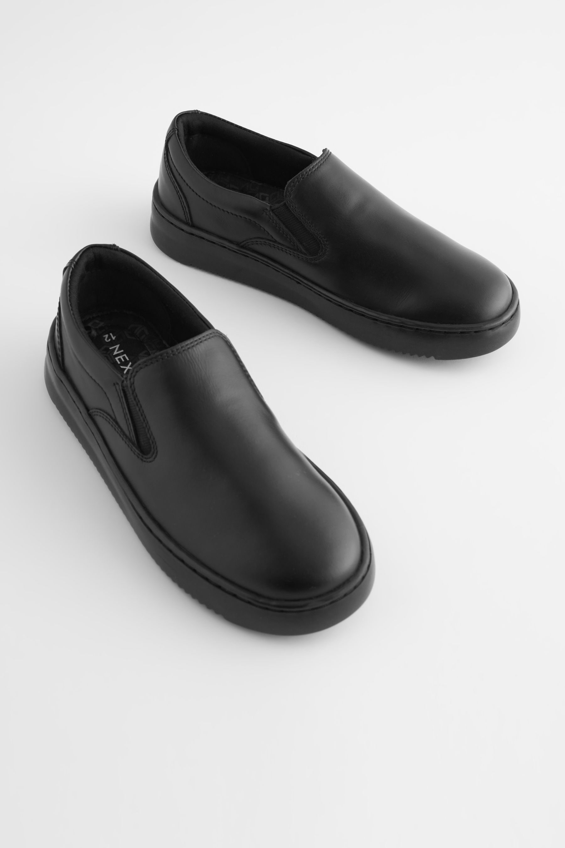 Buy Black Leather Slip On School Shoes from Next Poland