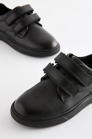 Black Leather 2 Strap Touch Fastening School Shoes - Image 4 of 5