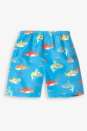 JoJo Maman Bébé Blue Shark No Nappy Swim Shorts - Image 5 of 5