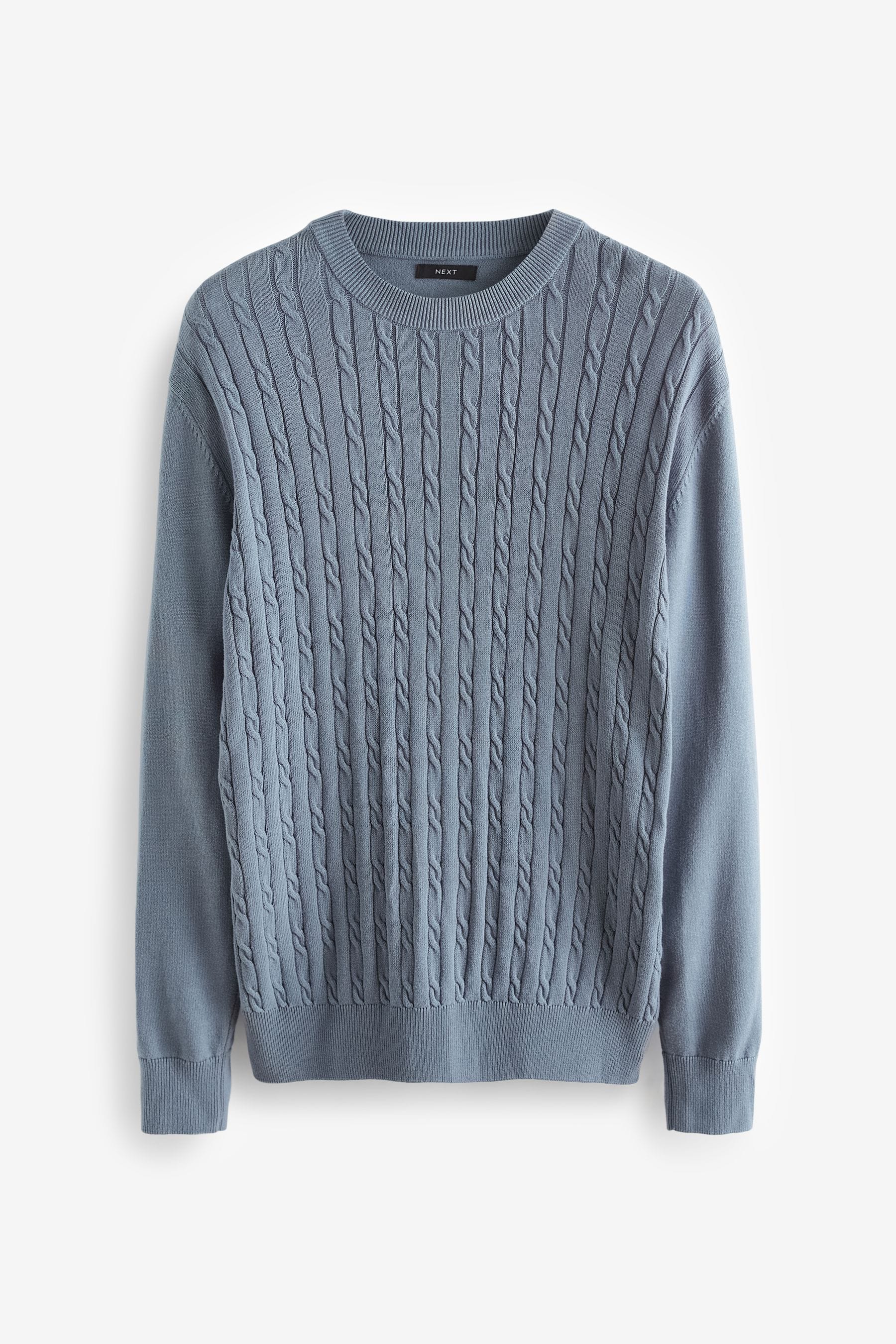 Buy Blue Regular Fine Cable Knitted Jumper from Next Luxembourg