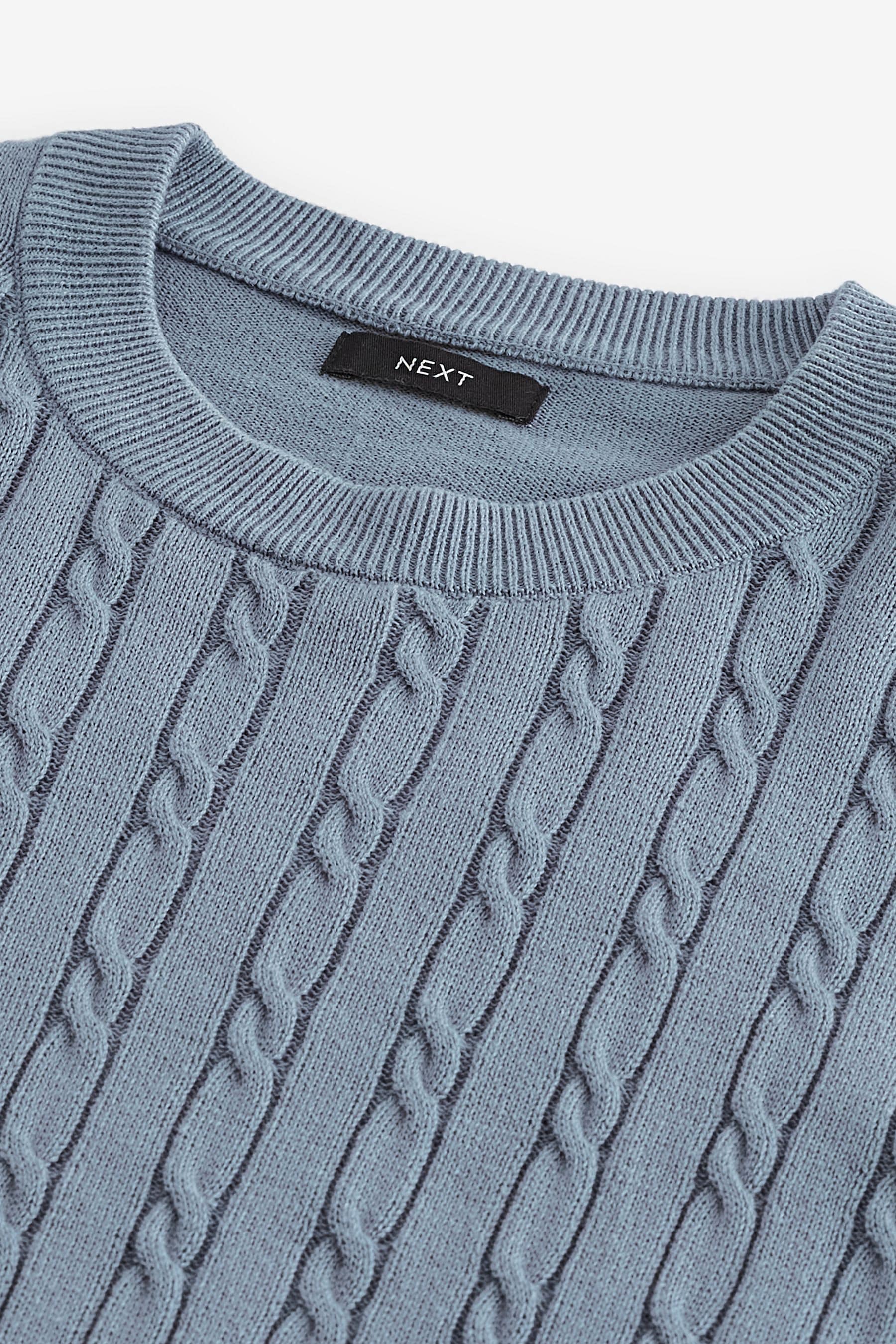 Buy Blue Regular Fine Cable Knitted Jumper from Next Luxembourg