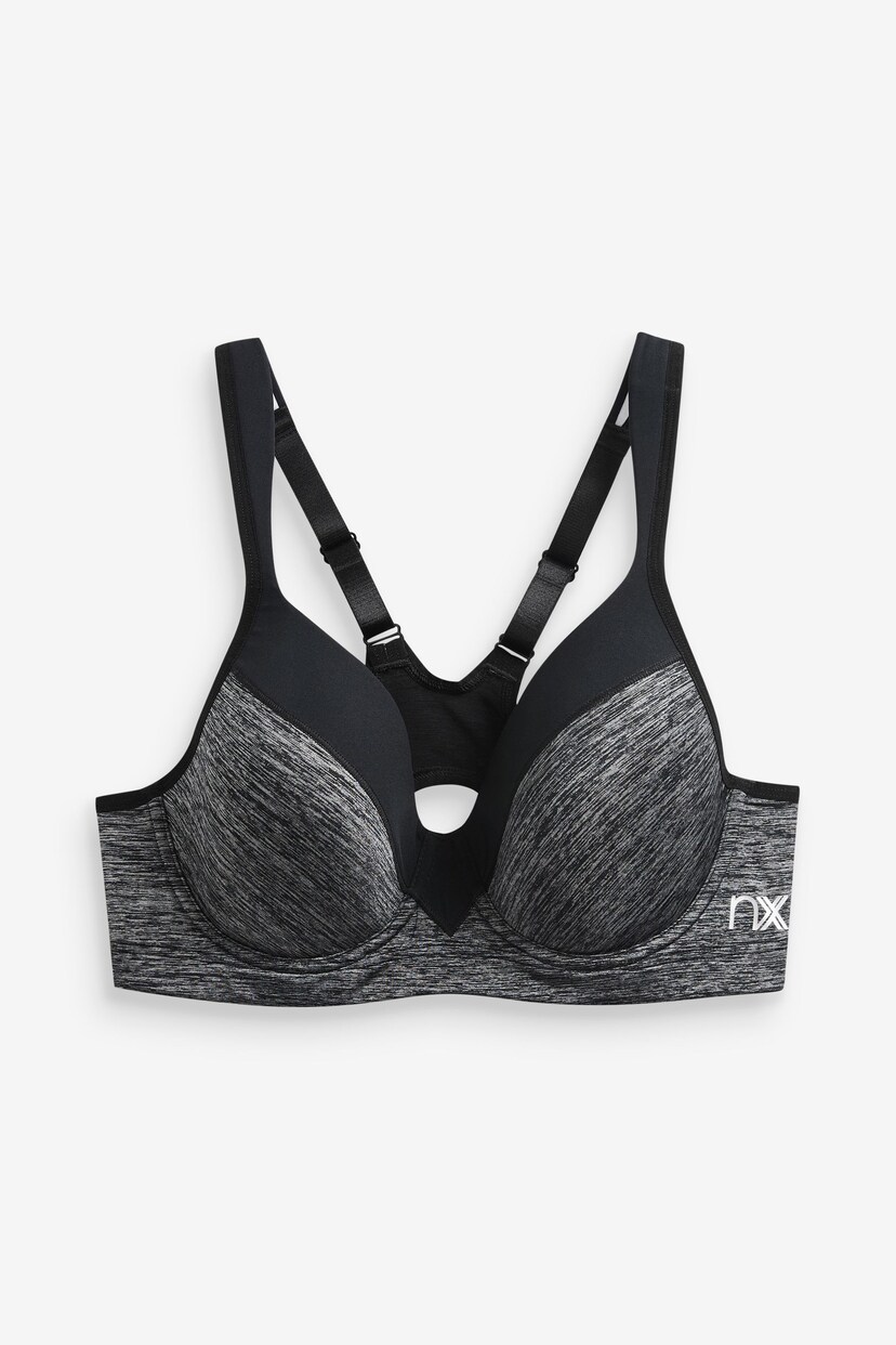 Grey Marl Active Sports High Impact Full Cup Wired Bra - Image 4 of 5