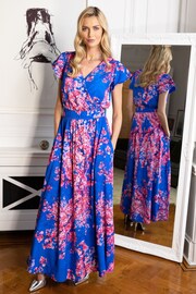 HotSquash Blue Chiffon Wrap Top Maxi Dress - Image 1 of 4