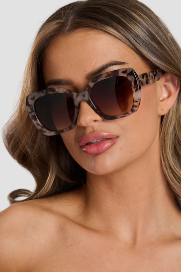 South Beach Natural Oversized Square Sunglasses