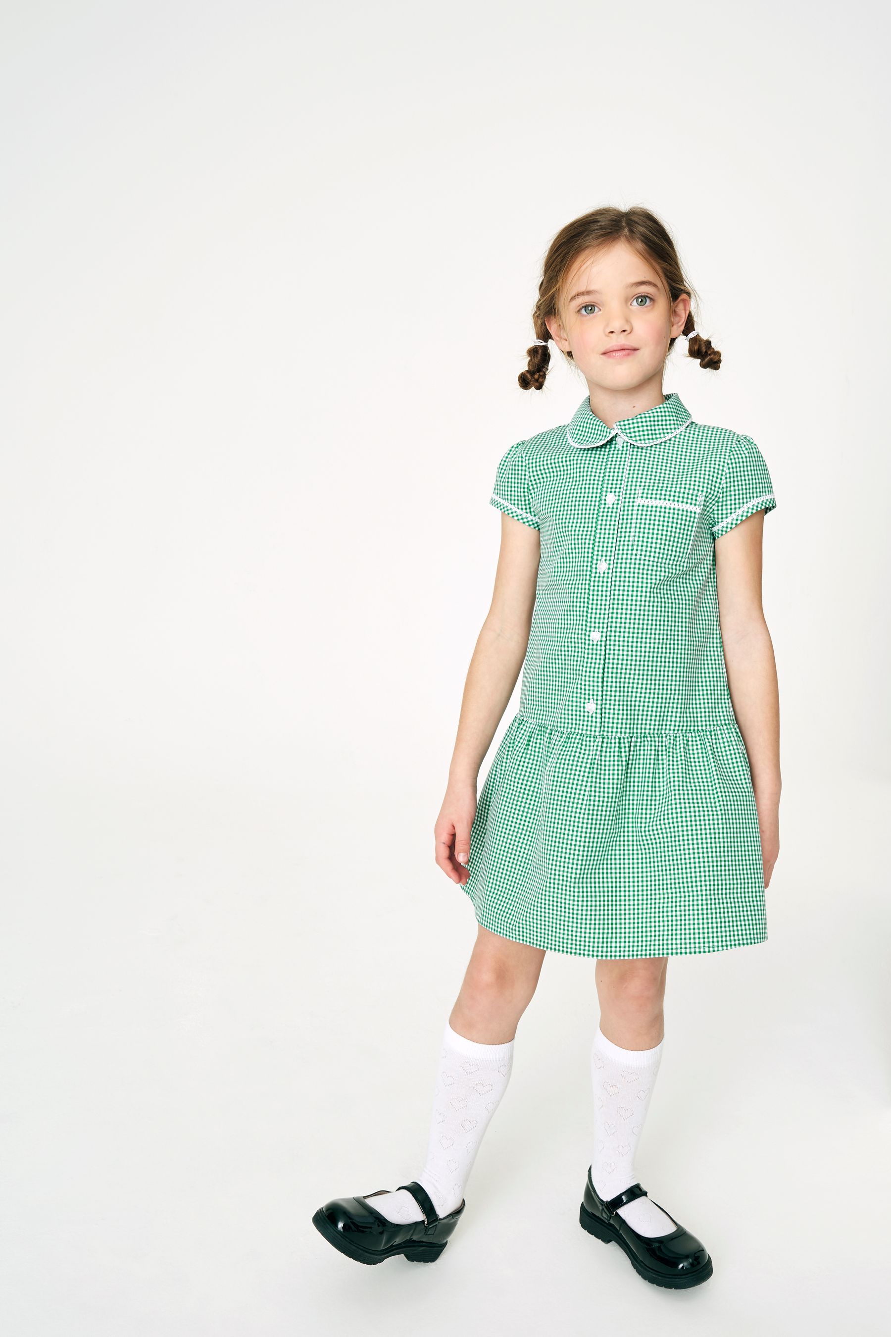Green gingham shop school dress