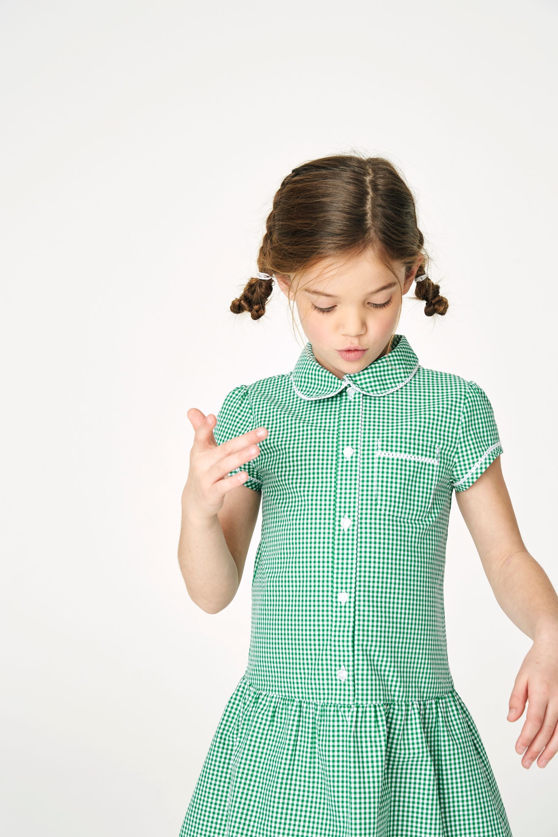 Buy Green Cotton Rich Drop Waist Gingham School Dress 3 14yrs from the Next UK online shop