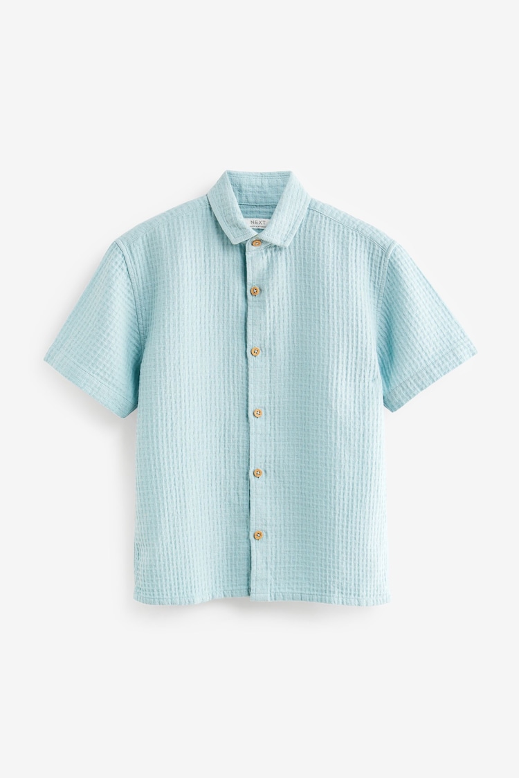 Blue Short Sleeve Textured Shirt (3-16yrs) - Image 2 of 3