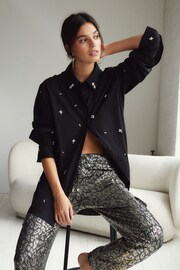 Black Gem Embellished Long Sleeve Shirt - Image 2 of 9