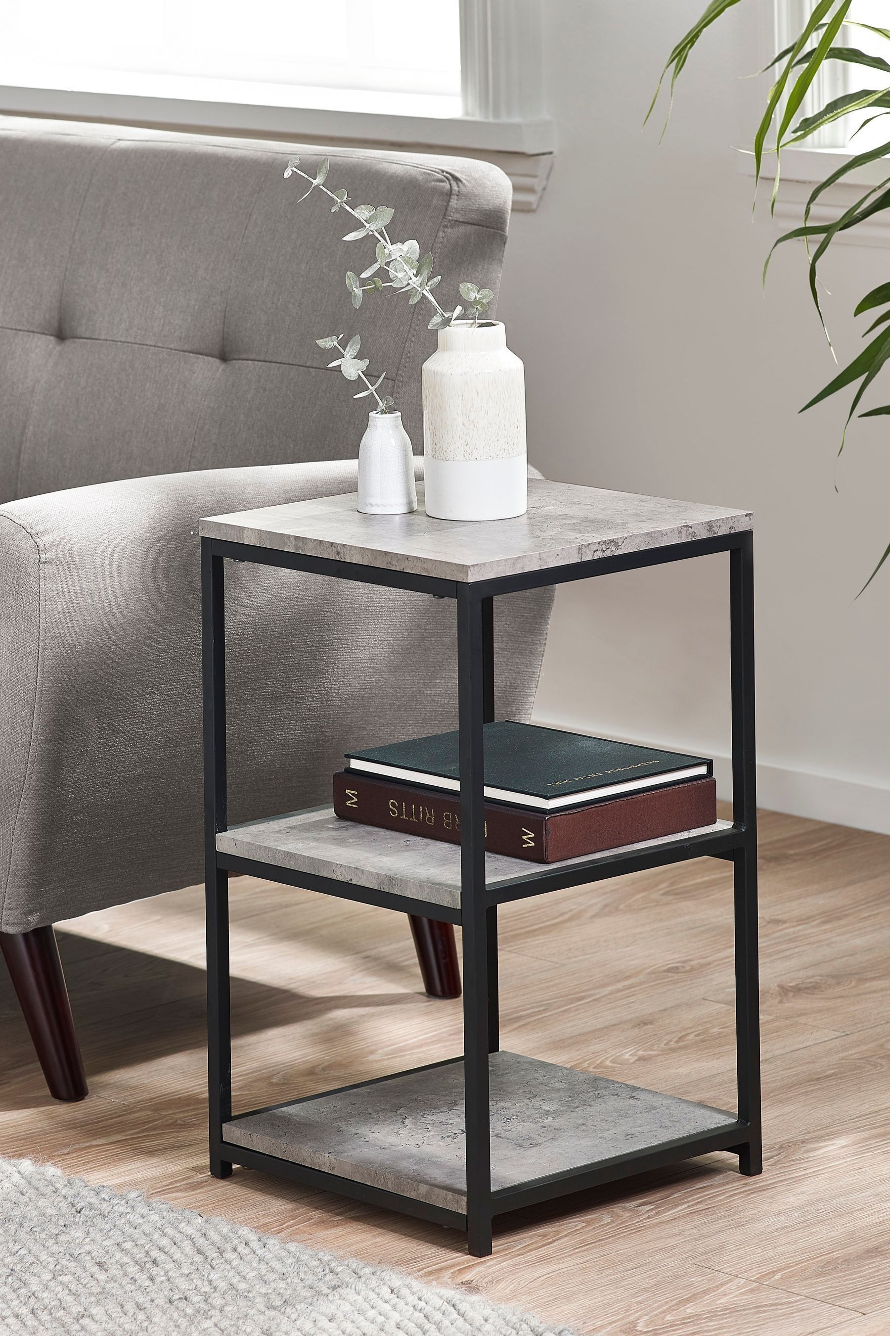 Grey tall shop side table