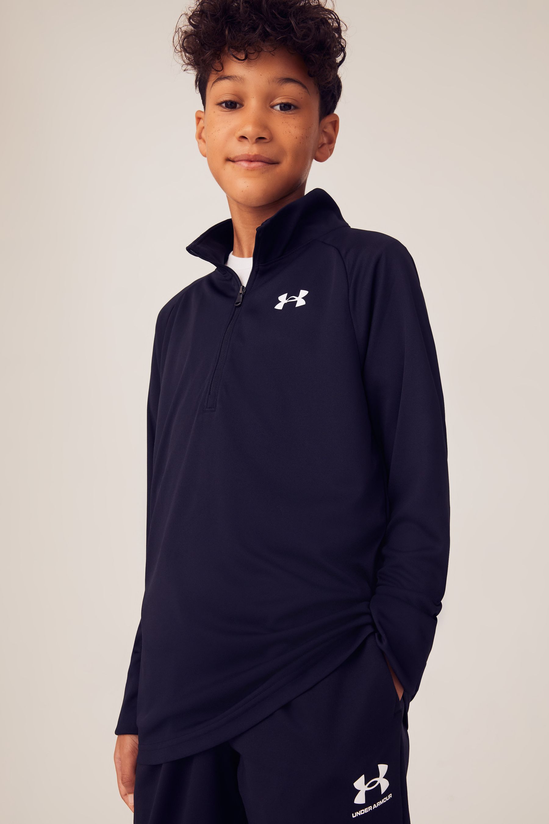 Under Armour Black Youth Tech 2.0 1 2 Zip 100 Cotton Sweatshirt