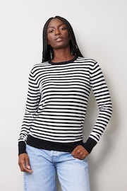 Albaray Silk Mix Stripe Crew Neck Black T-Shirt - Image 1 of 4
