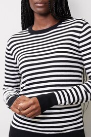 Albaray Silk Mix Stripe Crew Neck Black T-Shirt - Image 3 of 4