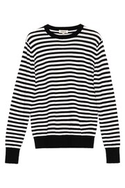 Albaray Silk Mix Stripe Crew Neck Black T-Shirt - Image 4 of 4